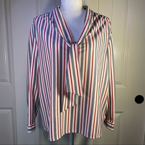 Miss Accent red, black, white striped blouse (0125)